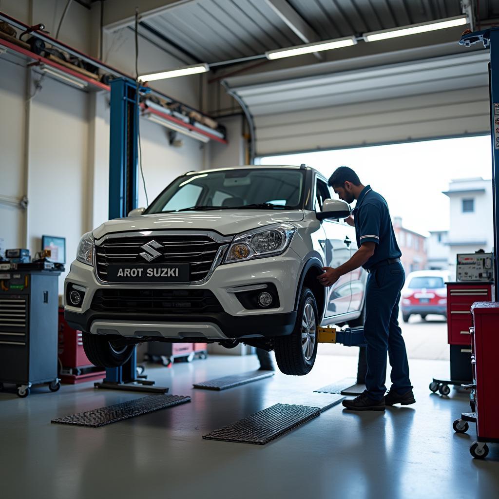 Maruti Suzuki car being serviced in Adyar