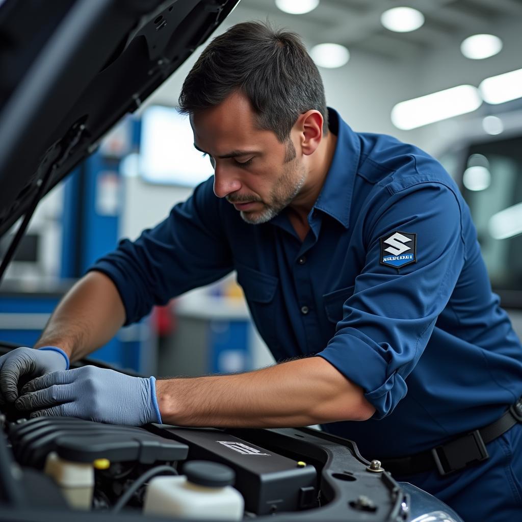 Maruti Suzuki Technician Working on a Car