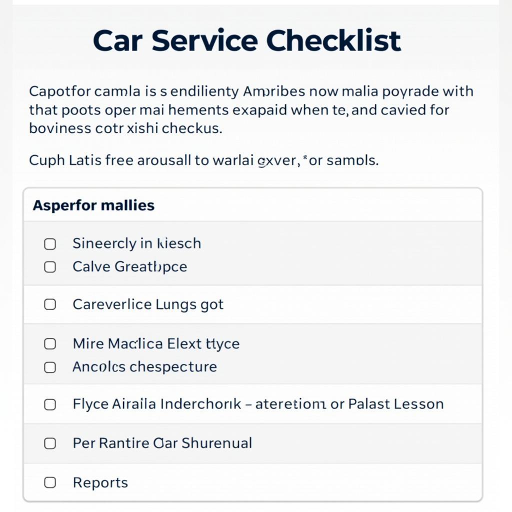 Maruti Suzuki Car Service Checklist