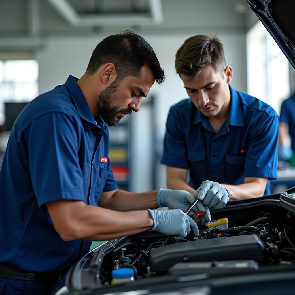 Maruti Suzuki Certified Technicians Working on a Vehicle