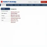 Maruti Suzuki website contact page