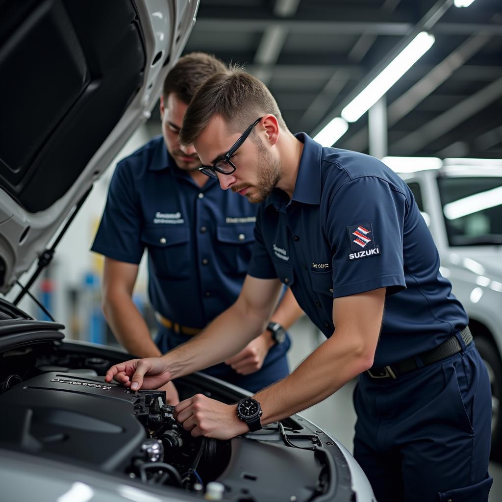 Maruti Suzuki Mechanic Checking Engine