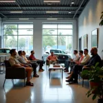 Customers Relaxing in Maruti Suzuki Service Center Waiting Area