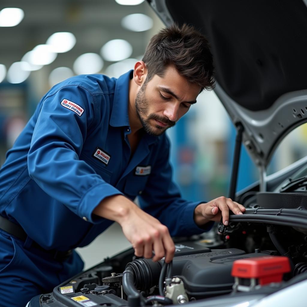 Mechanic Working in a Maruti Suzuki Service Centre