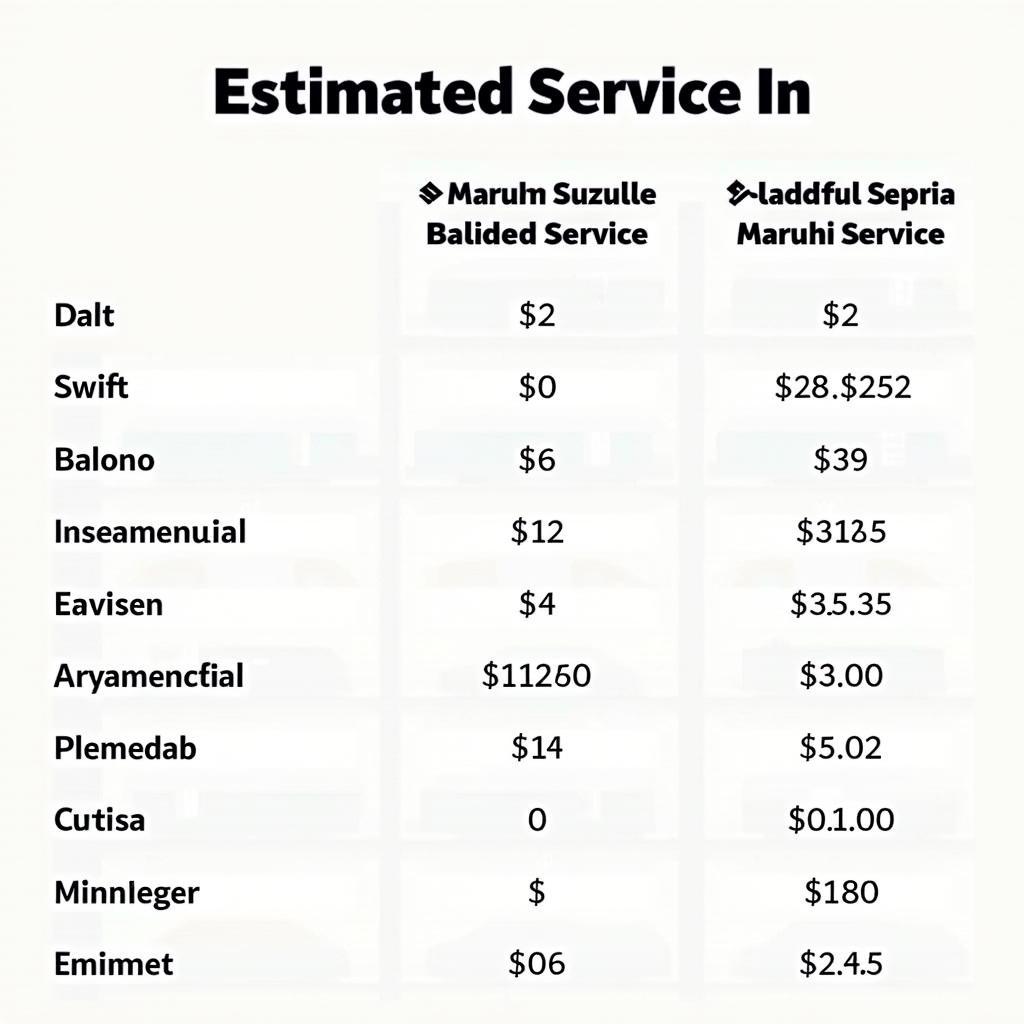 Maruti Suzuki Service Cost Comparison