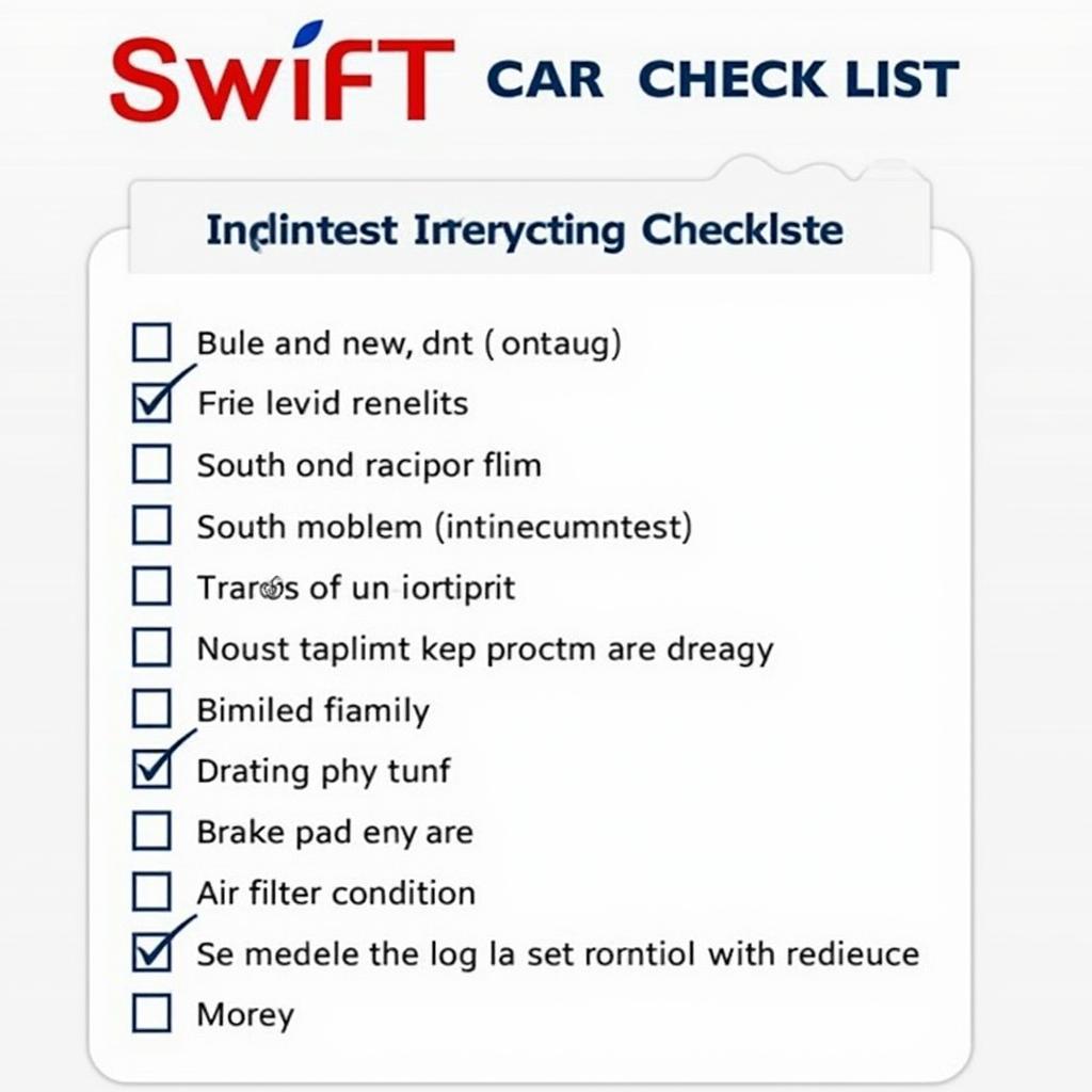 Maruti Suzuki Swift Service Checklist