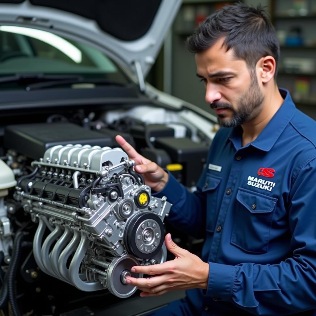 Maruti Suzuki Technician Explaining Service Procedure in Video