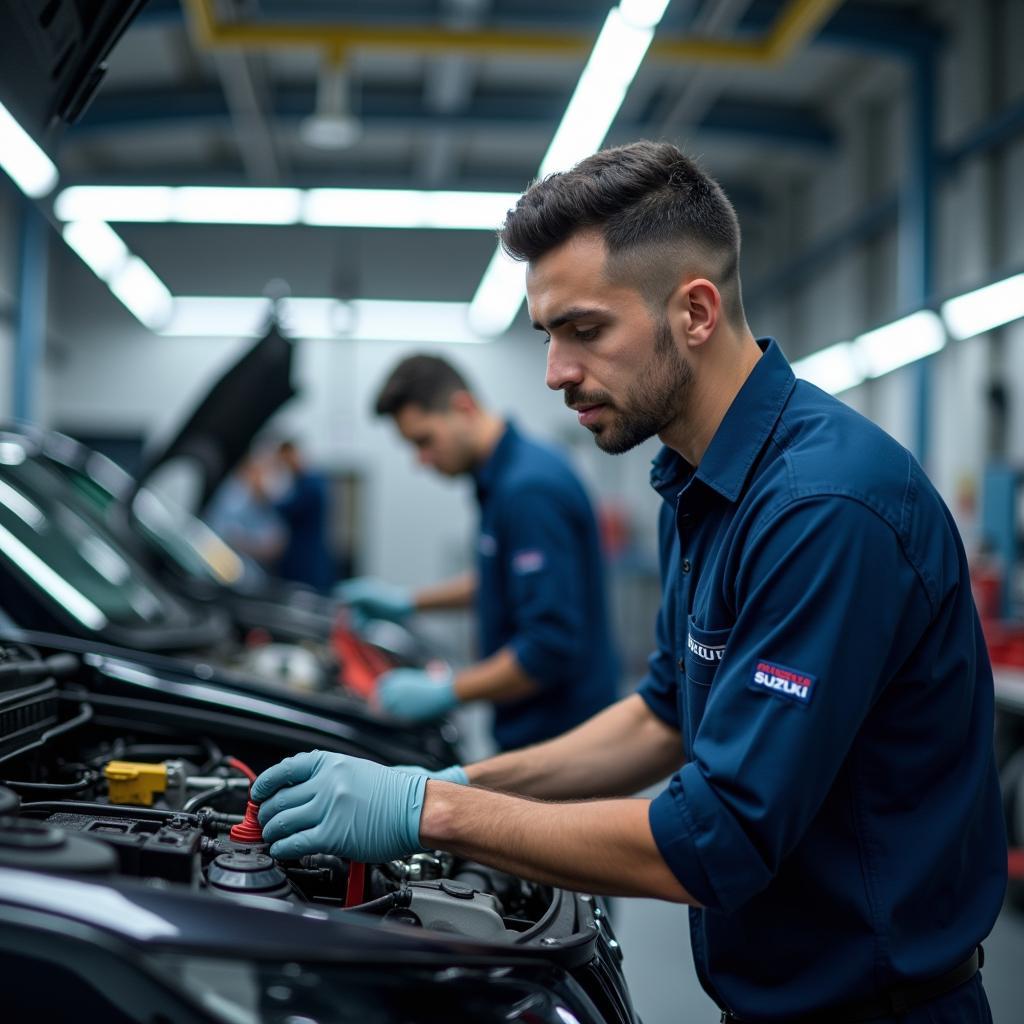 Maruti Suzuki Technician Performing Car Service