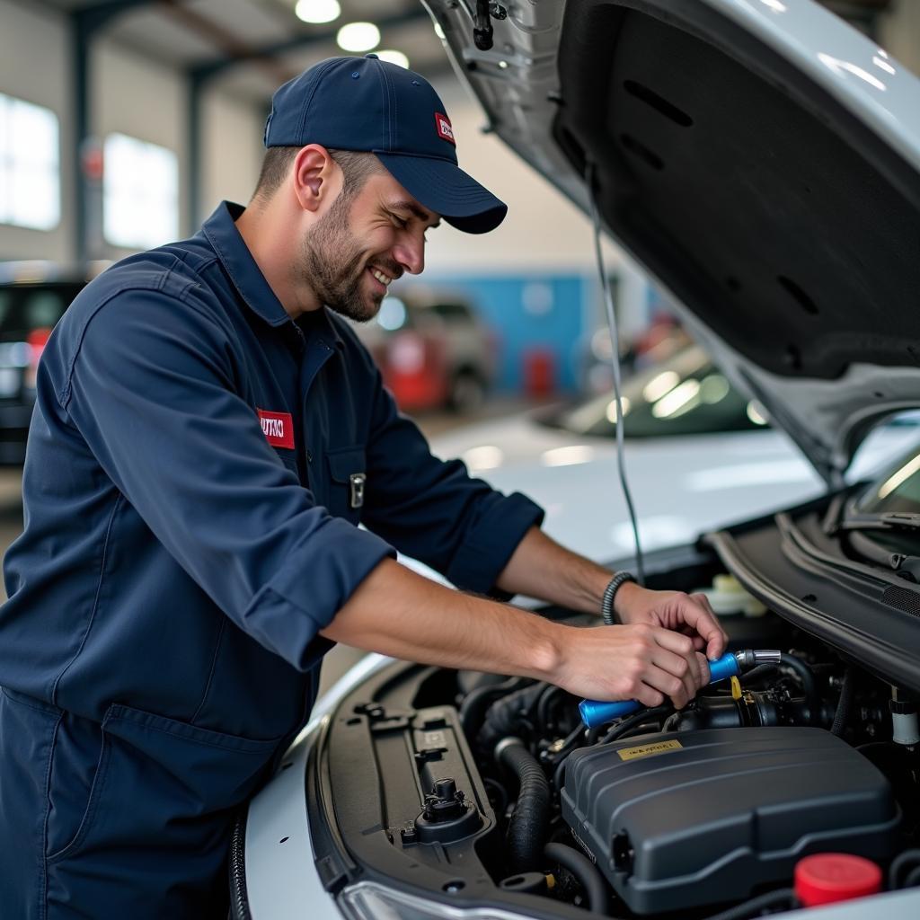 Mechanic Checking Car Engine