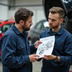 Mechanic Explaining Car Issue to Customer