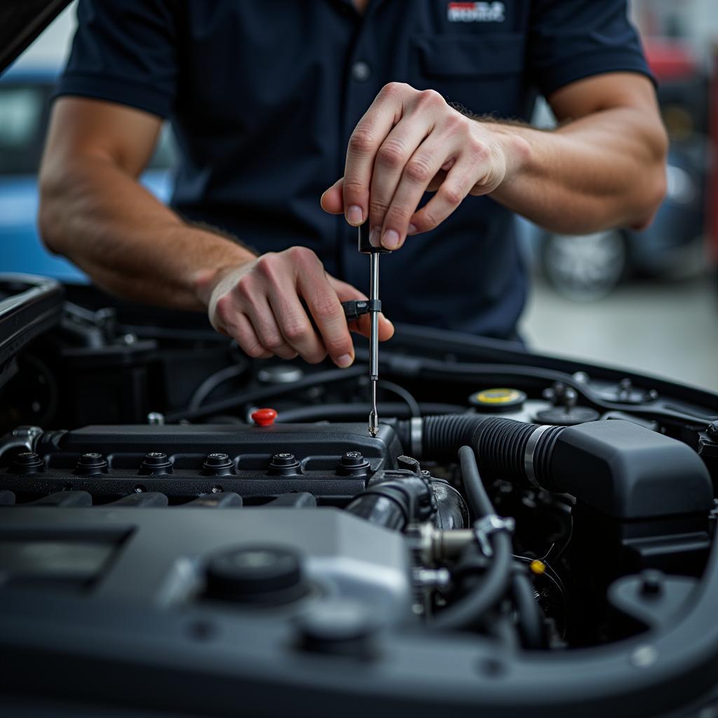  A Honda car engine being inspected by a skilled mechanic in Gwalior 