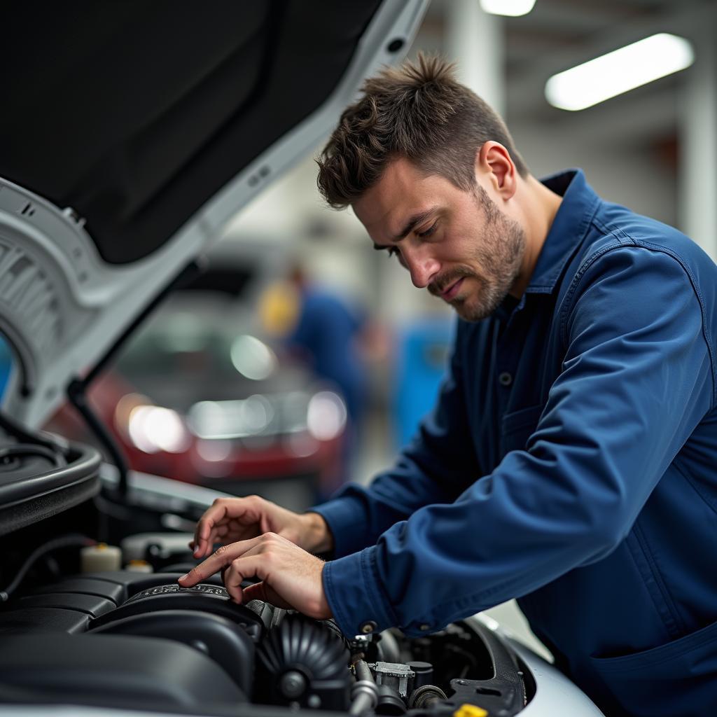 Mechanic Performing Car Maintenance