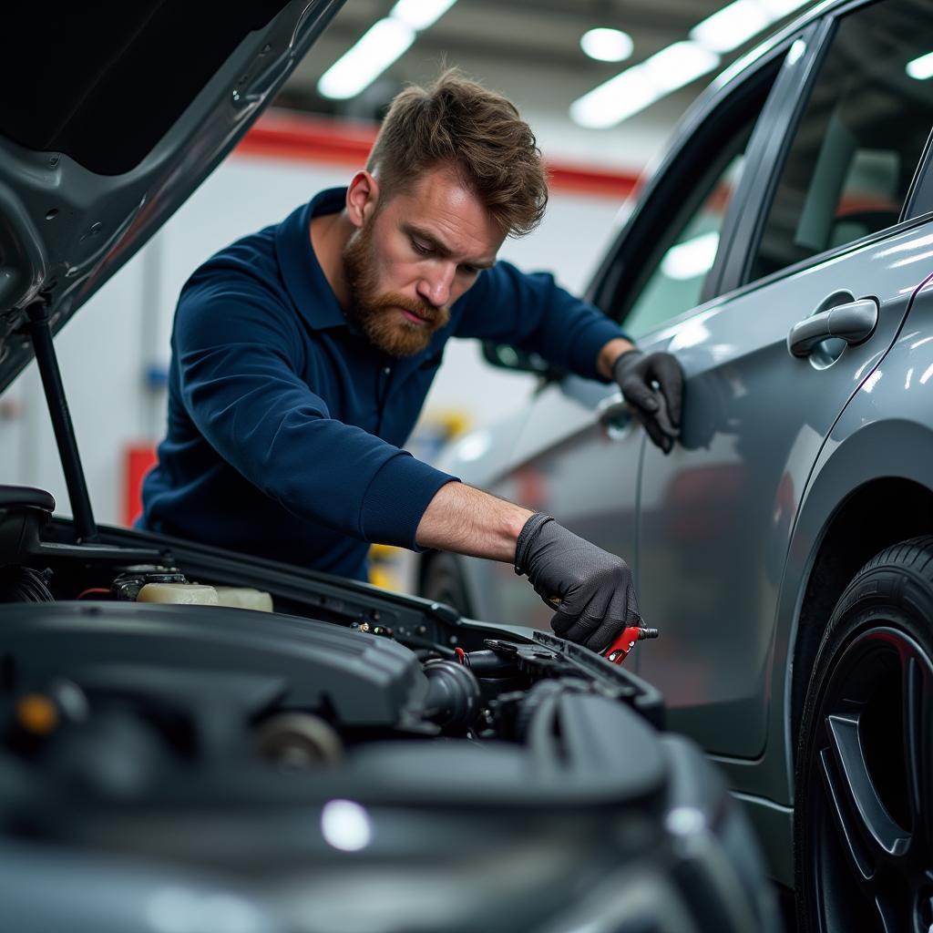 Mechanic Performing a Full Car Service