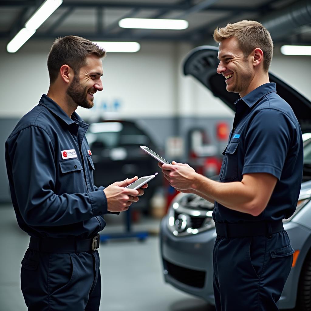 Experienced Mechanic Providing Excellent Car Service to a Customer