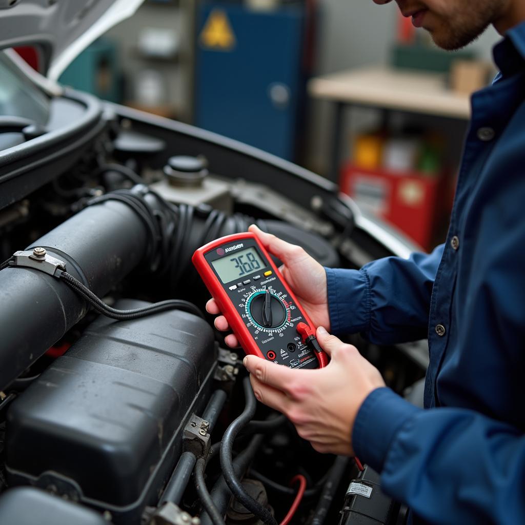 Car Battery Testing with Multimeter