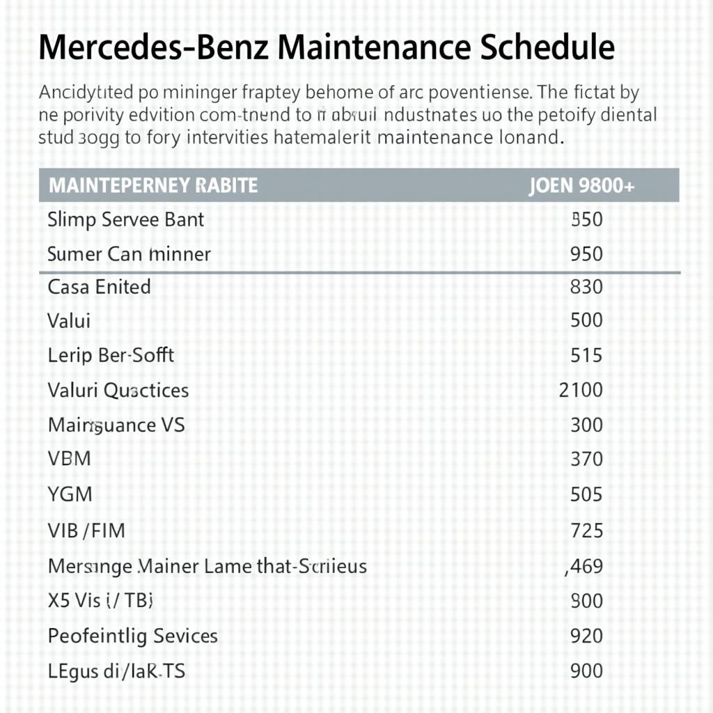 Mercedes-Benz Maintenance Schedule