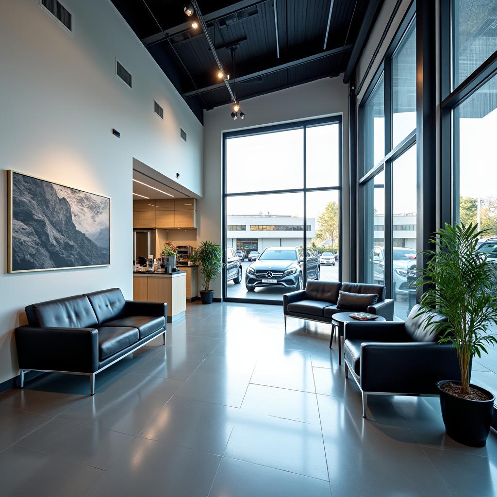 Comfortable Waiting Area in a Modern Mercedes Service Center