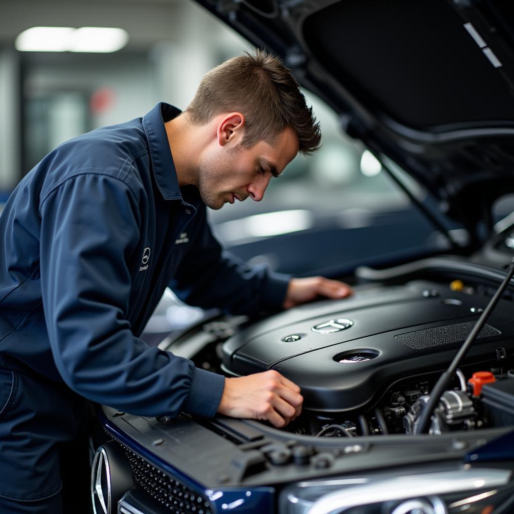 Mercedes Specialist Performing Engine Repair