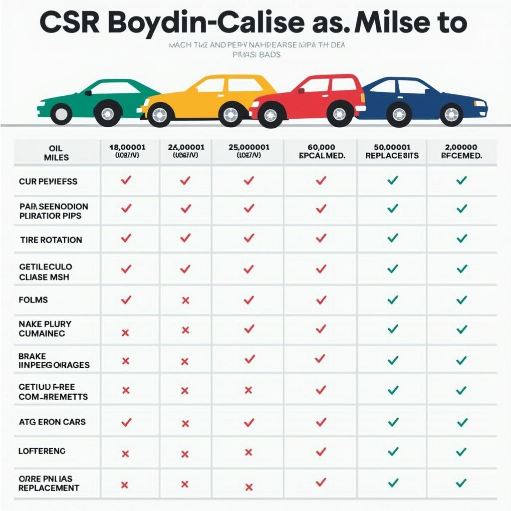 Car mileage service chart