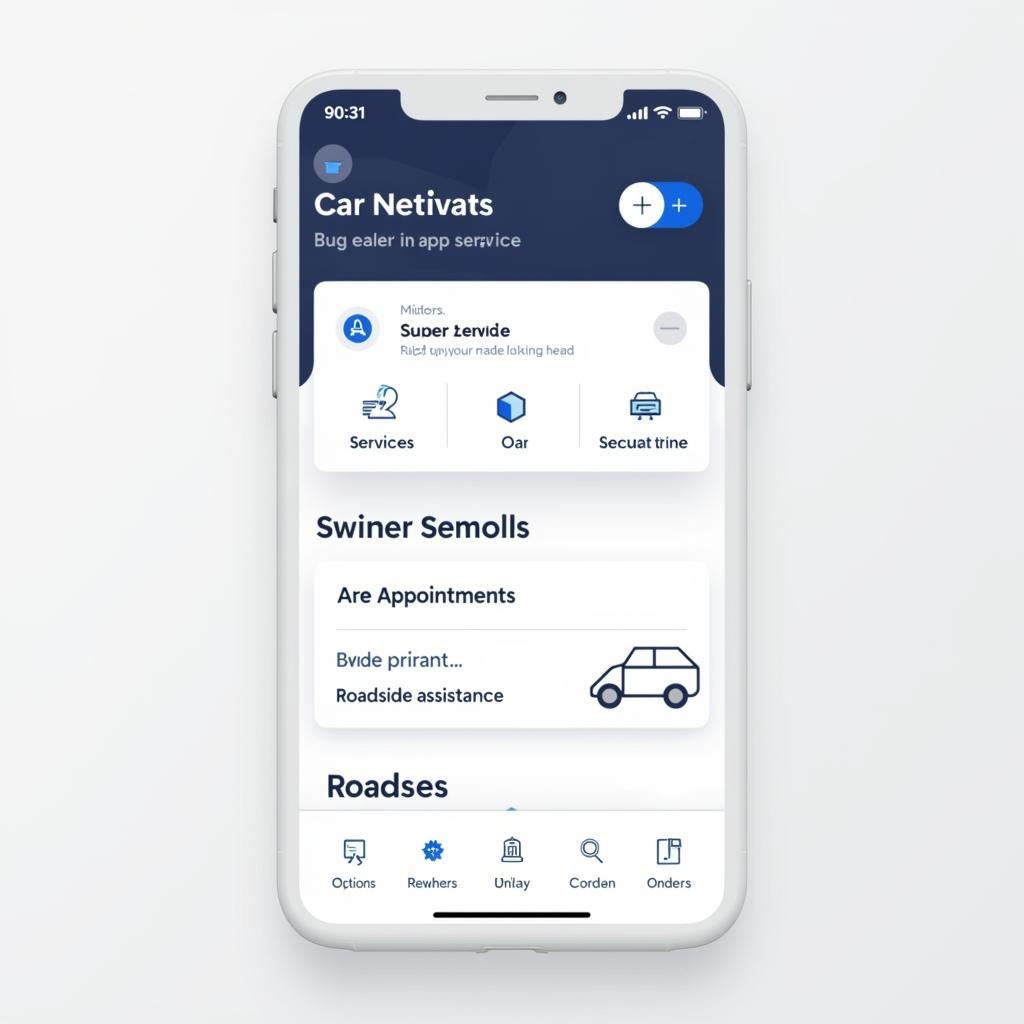 User-friendly interface of a mobile car service app