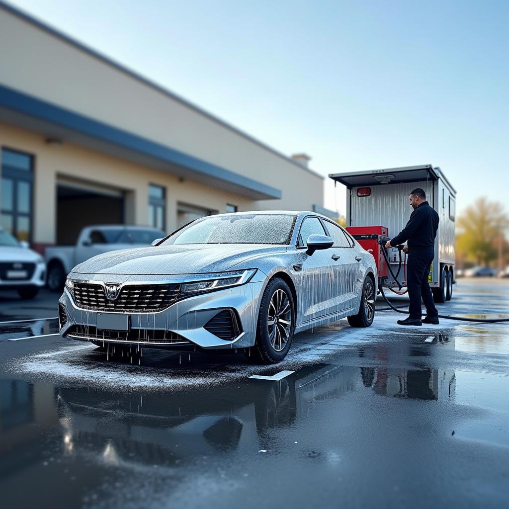 Mobile Corporate Car Wash Service in Action