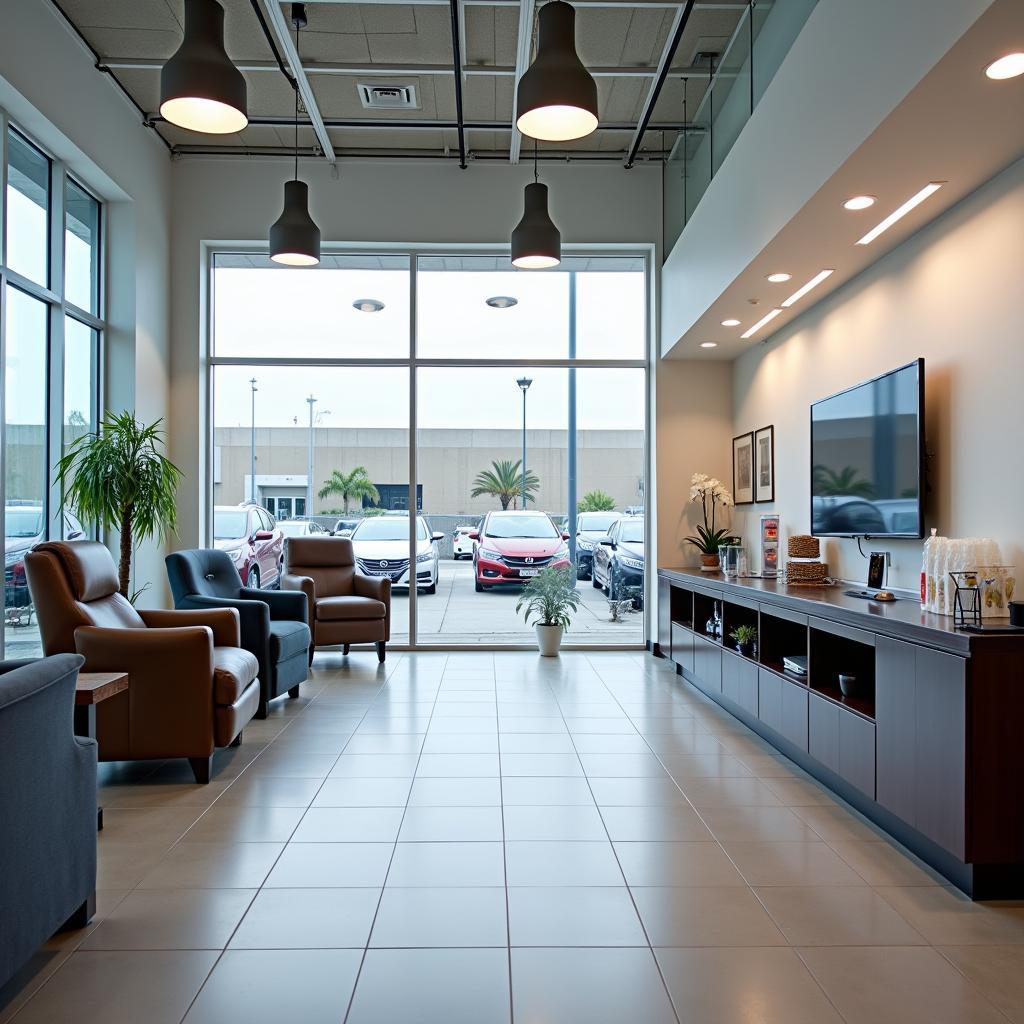 Modern and Comfortable Waiting Area at a Honda Car Service Center