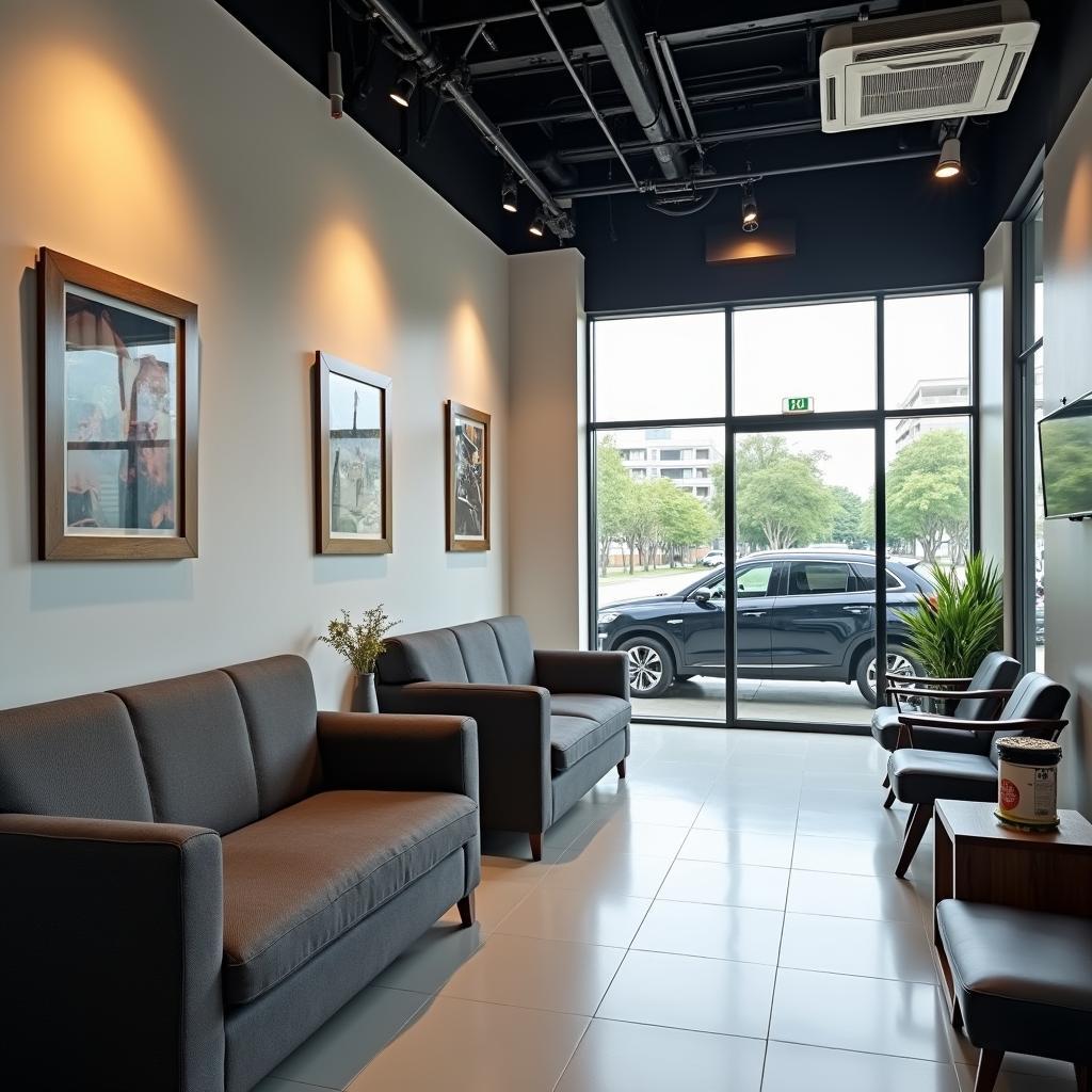 Comfortable customer lounge area in a Mumbai car service centre