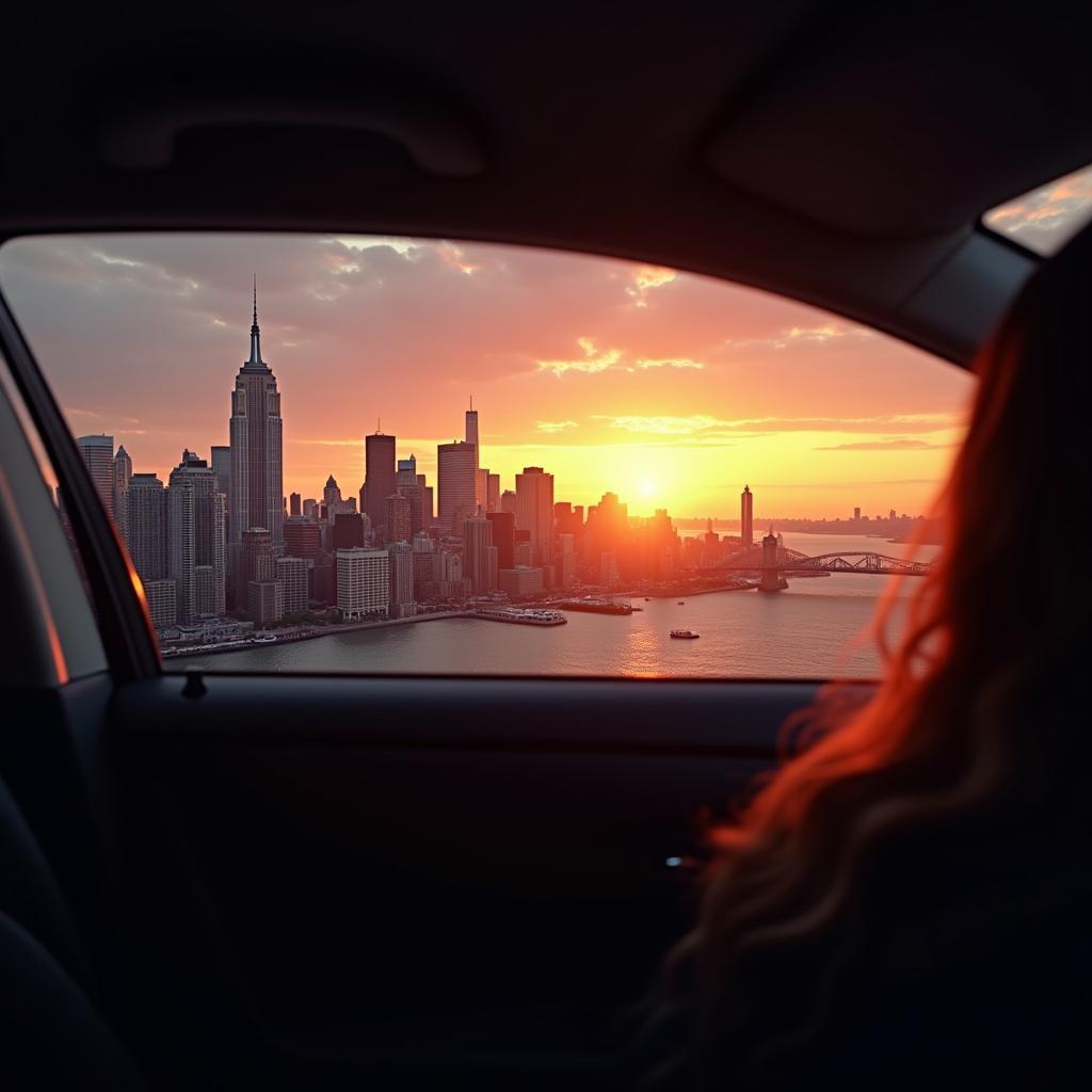 NYC Skyline from Car Window