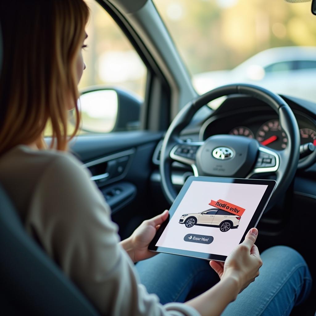 A person using a laptop to book a car online