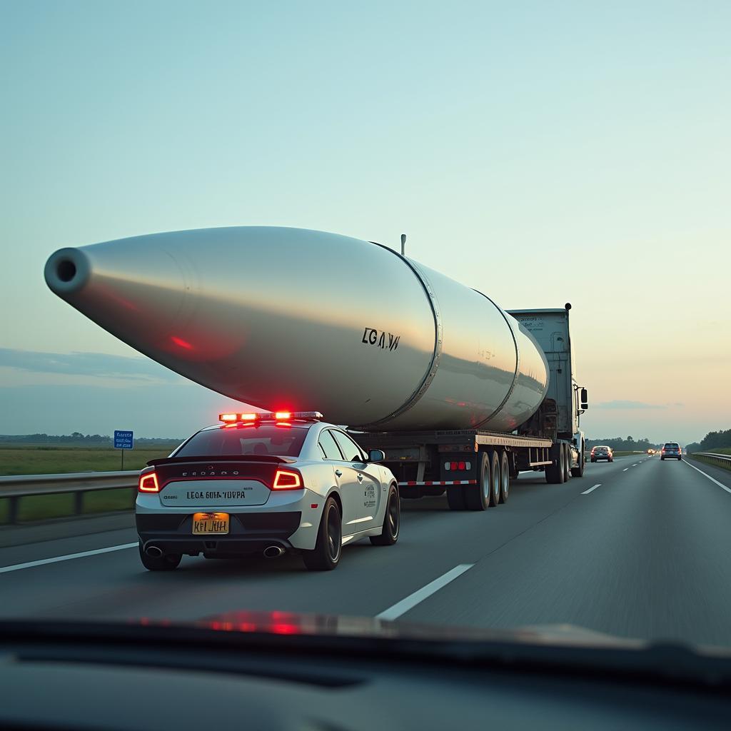 Pilot Car Escorting an Oversized Load