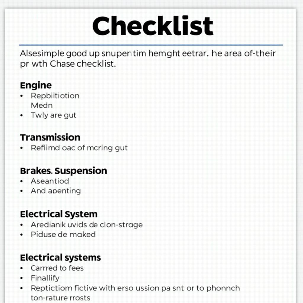 Pre-purchase Inspection Checklist