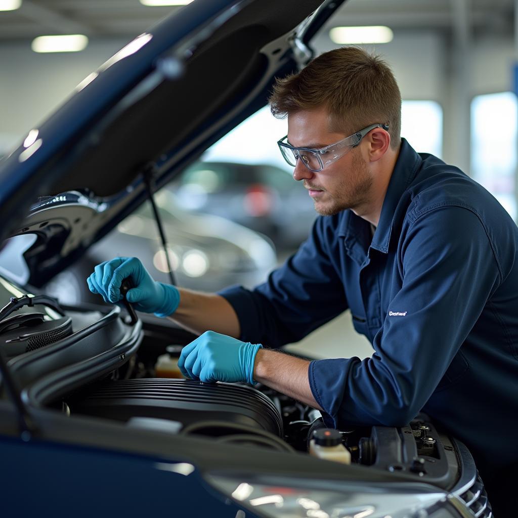 Princeton Car Service Technician Performing Engine Diagnostics