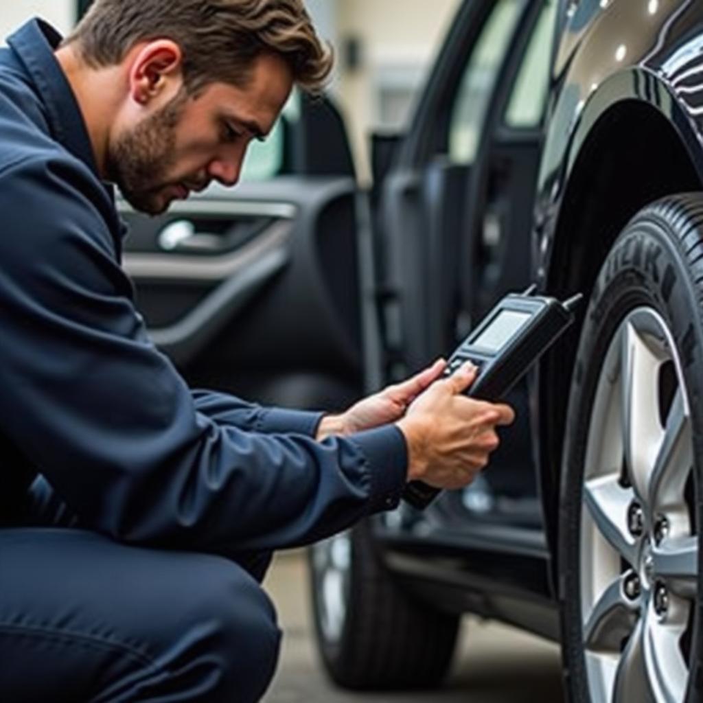 Mechanic Performing Car Door Service