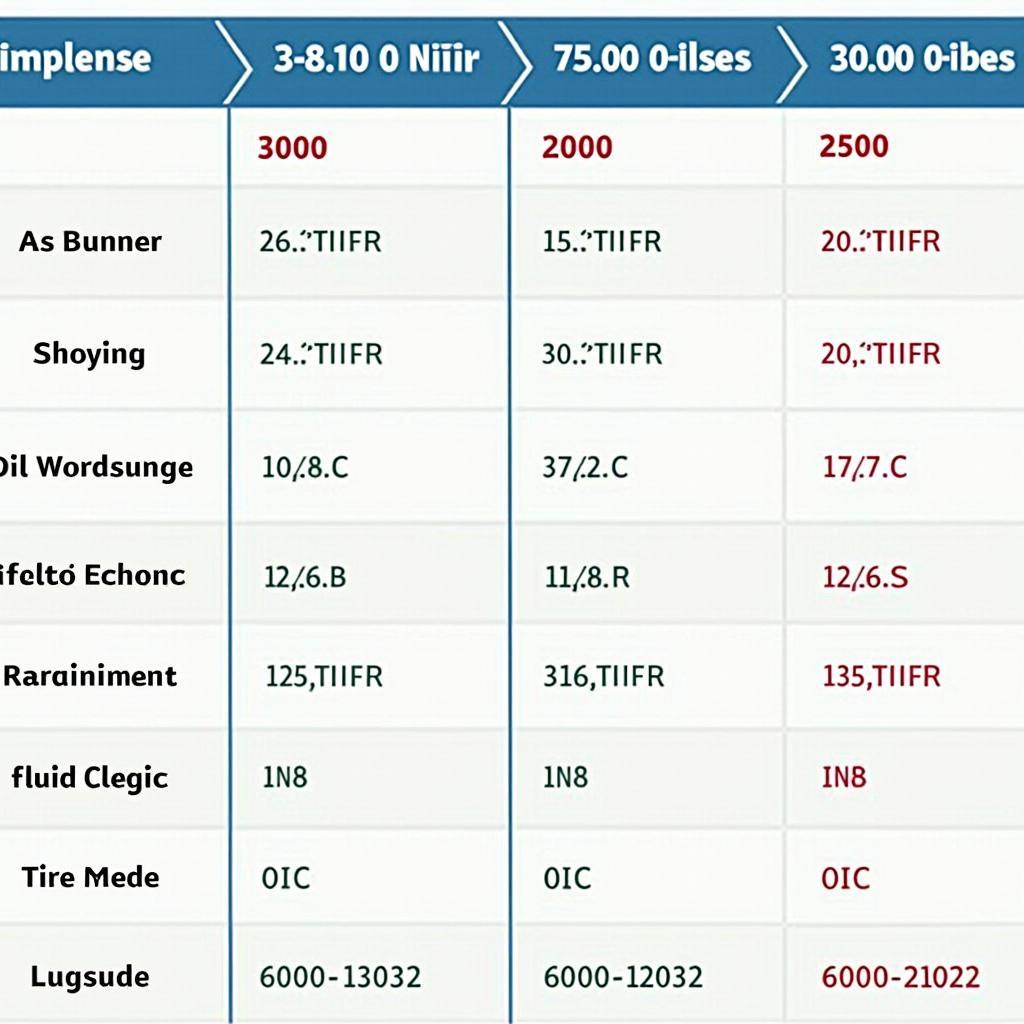 Car Service Intervals Chart