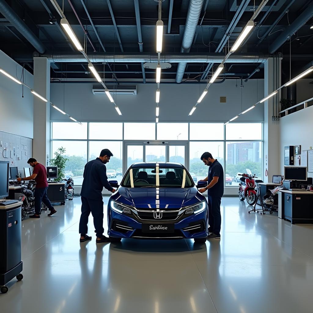 Modern Sapphire Honda service centre in Bangalore