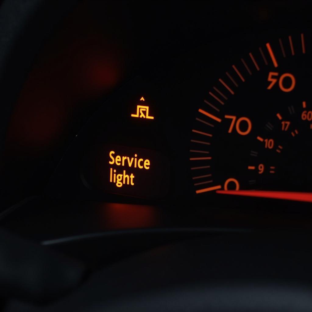 Car Dashboard Showing Service Light