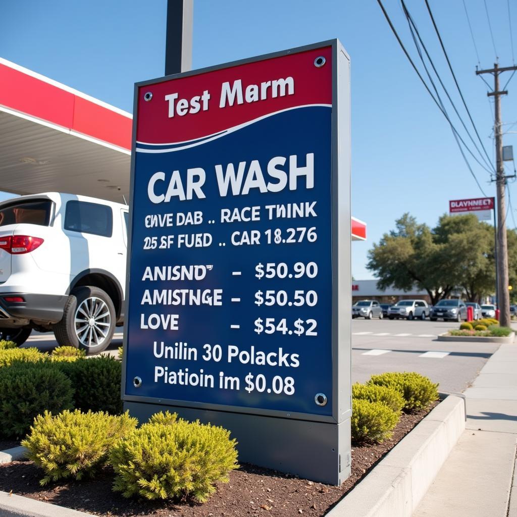 Attractive Signage Advertising Car Wash Services at a Service Station