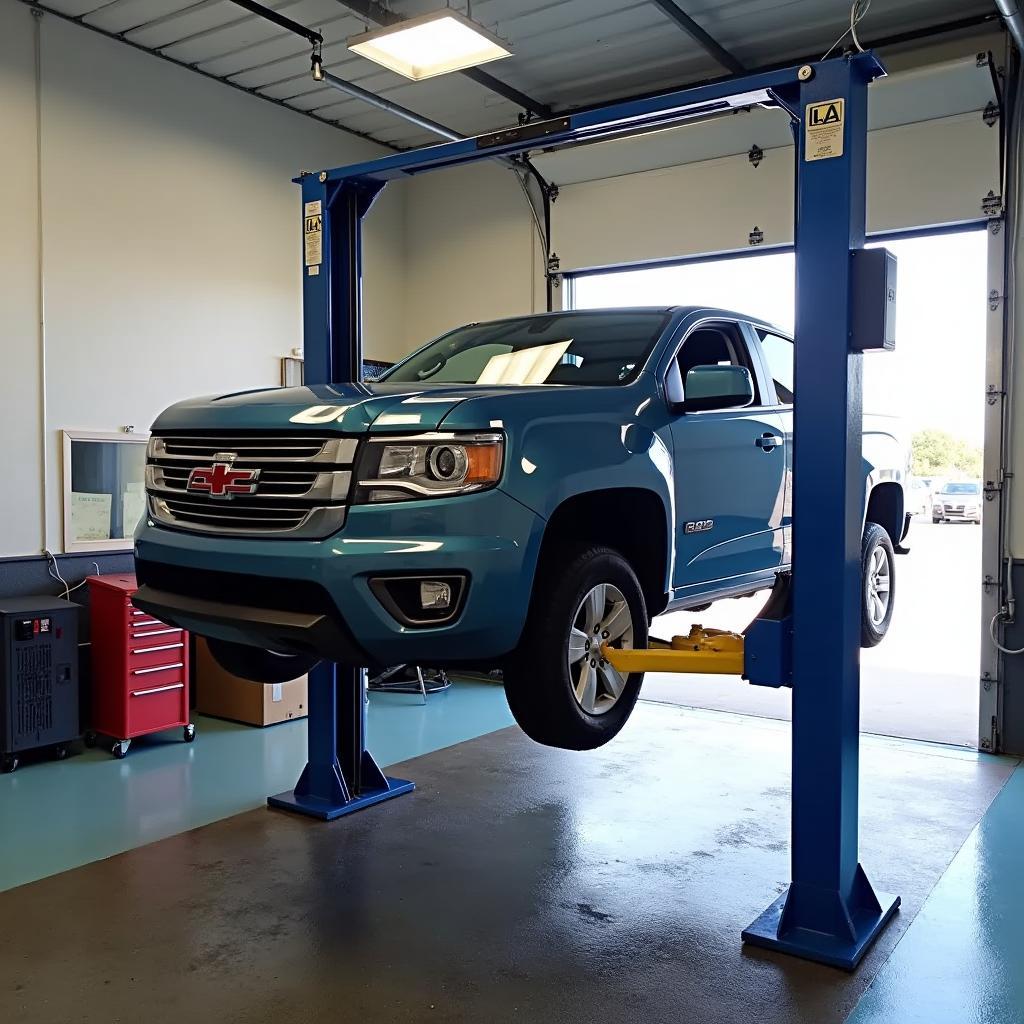 Single Post Lift in a Car Wash Bay