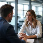 Skoda service advisor discussing concerns with a customer