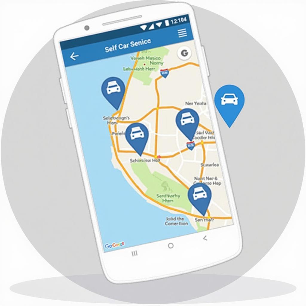 Smartphone displaying car wash locations on a map application