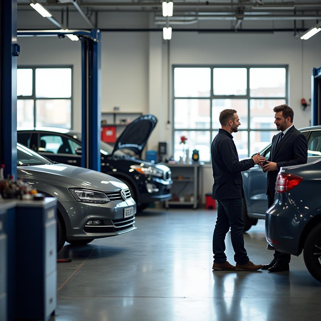 Modern and clean car service shop interior