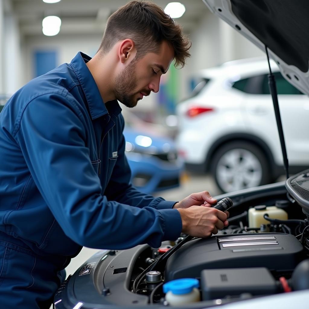 Tata Mechanic Working on Engine