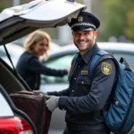 TaxiTommy driver assisting a passenger with luggage