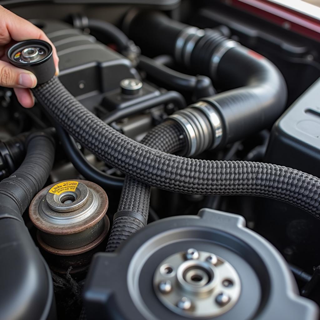 Inspecting Belts and Hoses on a Tempo Car