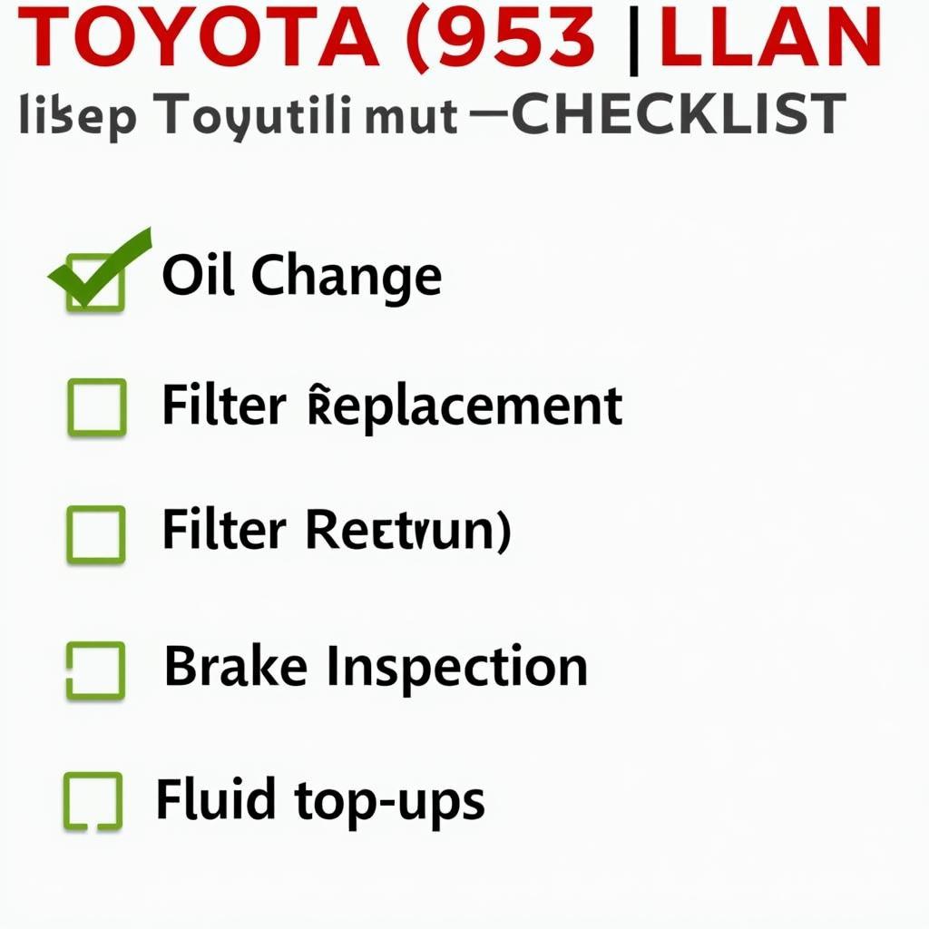 Toyota Car Service Checklist