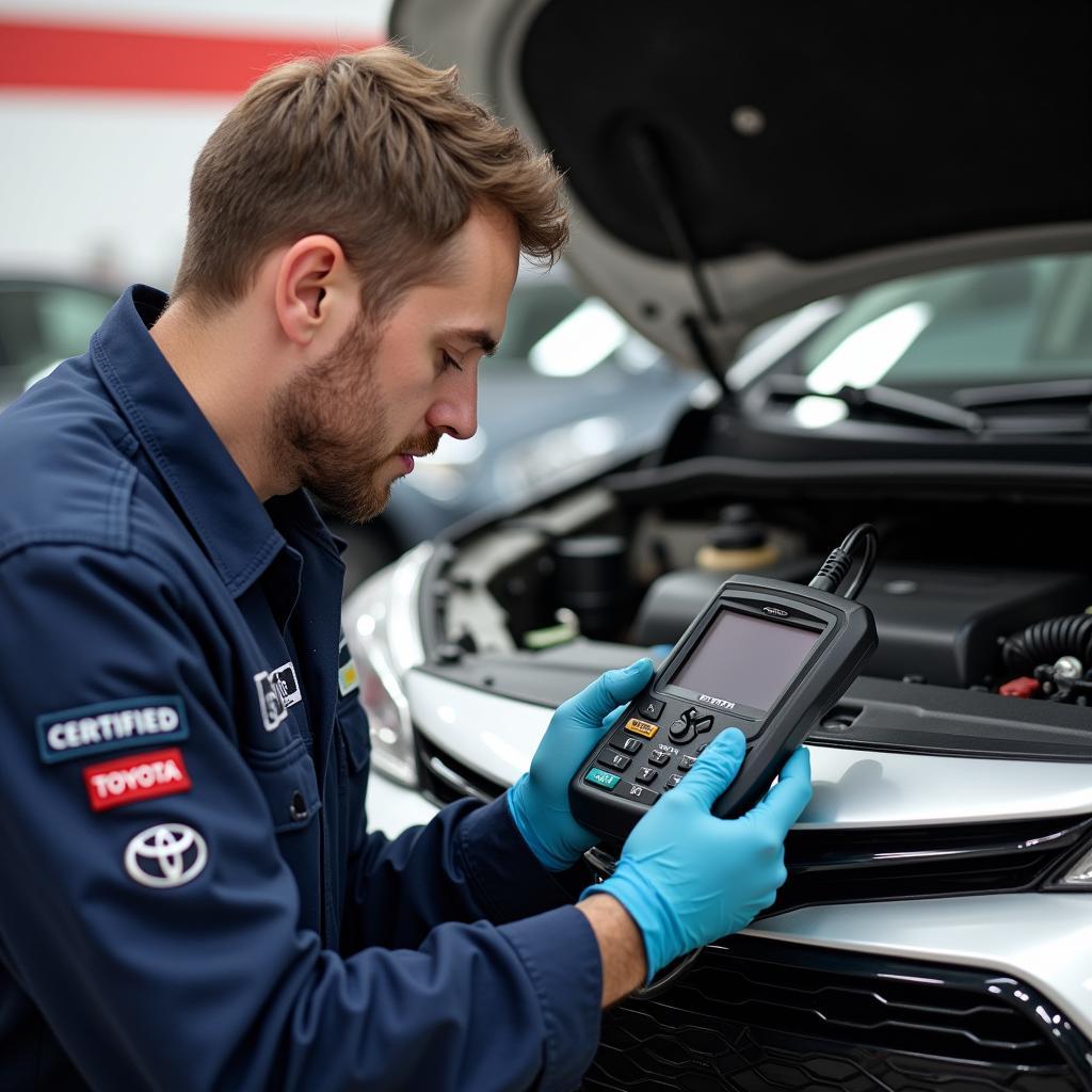 Toyota Certified Technician Working on a Vehicle