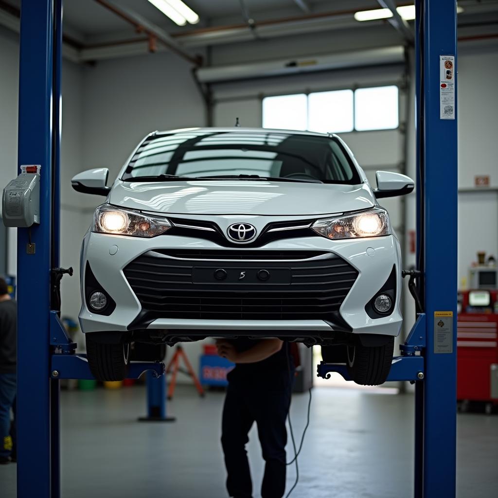 Toyota Etios Undergoing Regular Maintenance