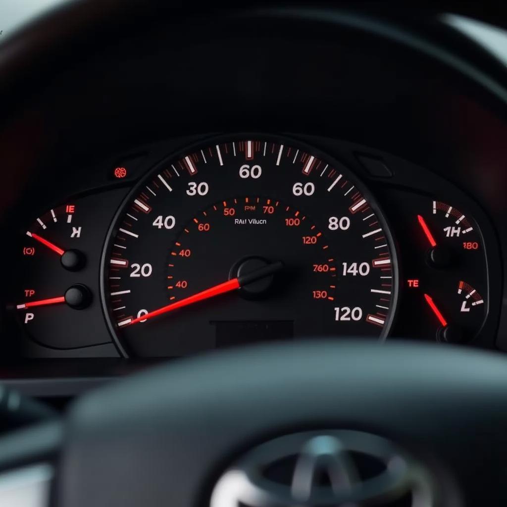 Toyota dashboard with RPM gauge