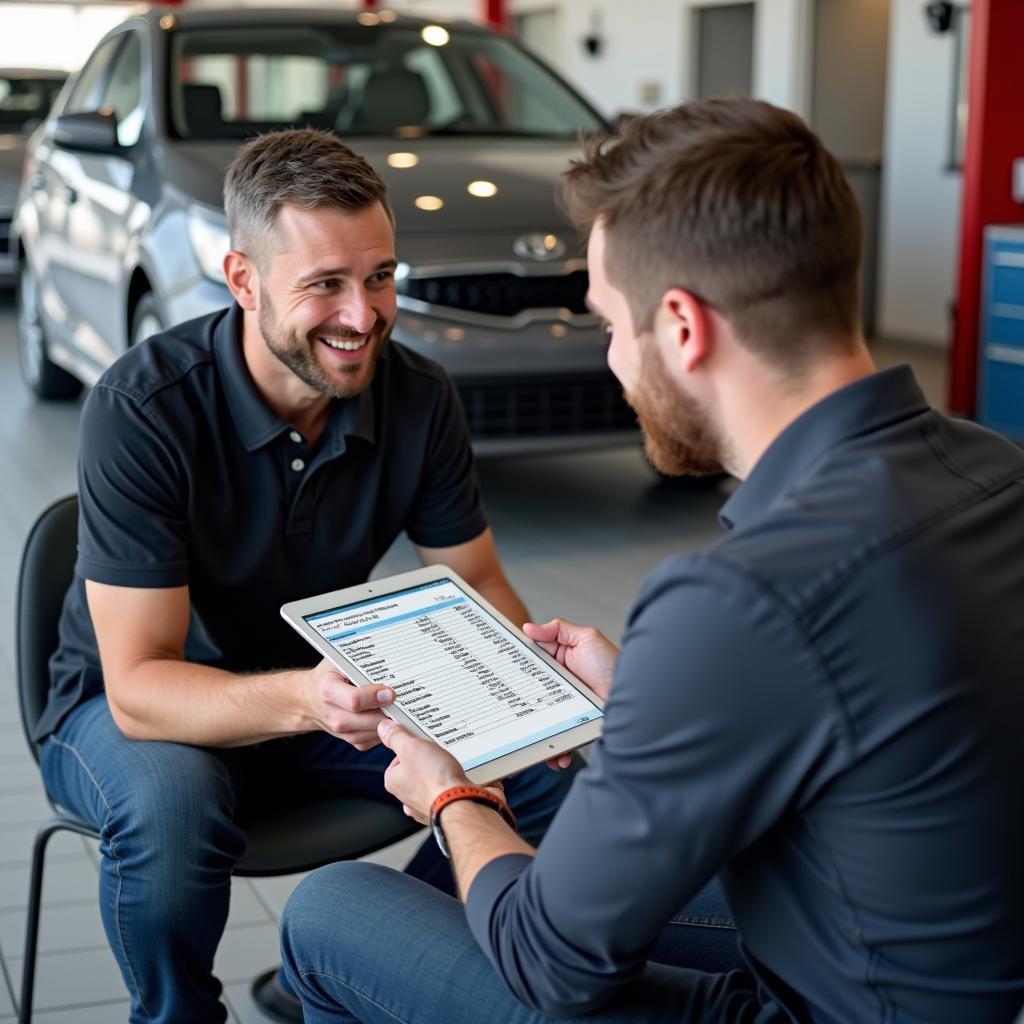 Toyota Service Advisor Discussing Costs