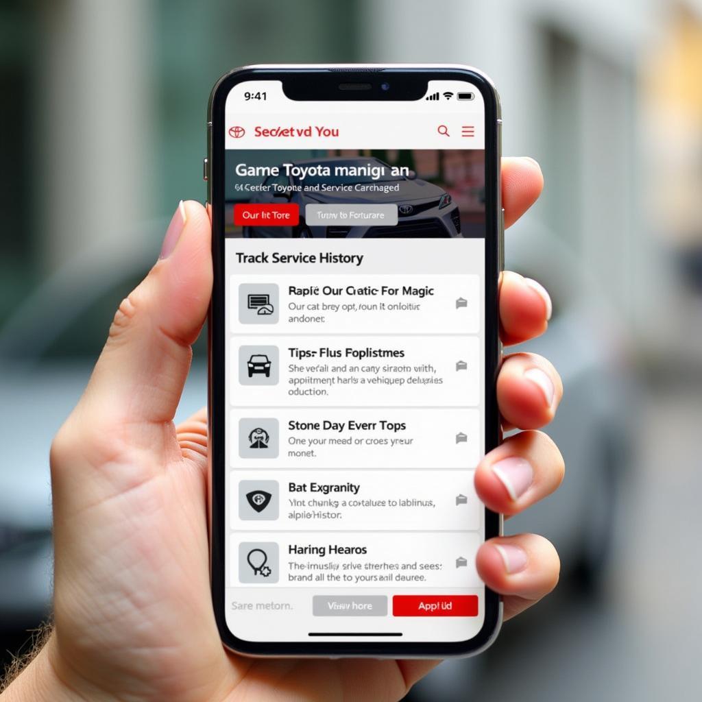 Toyota service app interface